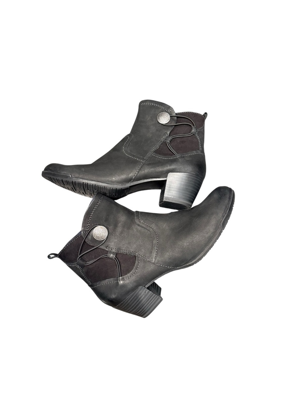 Tamaris Black Leather Ankle Boots Block Heel Side Zip EU 39 - Picture 5 of 11